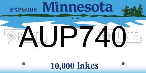 AUP740 Minnesota License Plate
