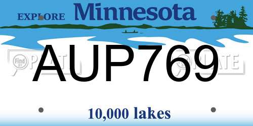 AUP769 Minnesota License Plate
