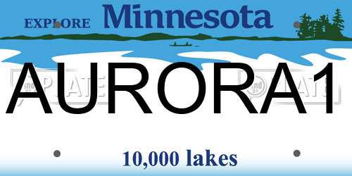 AURORA1 Minnesota License Plate