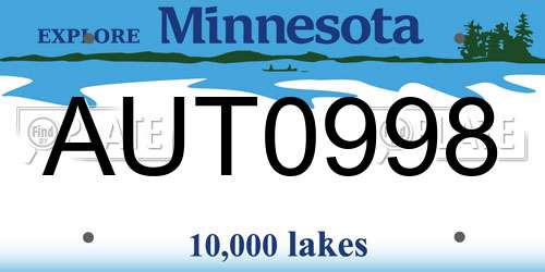 AUT0998 Minnesota License Plate