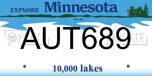 AUT689 Minnesota License Plate