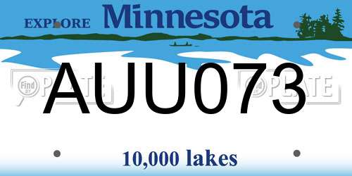 AUU073 Minnesota License Plate