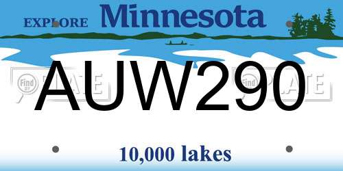 AUW290 Minnesota License Plate