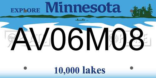 AV06M08 Minnesota License Plate