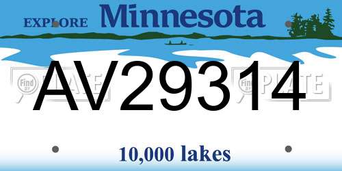 AV29314 Minnesota License Plate