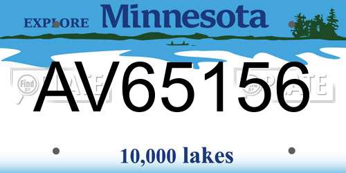 AV65156 Minnesota License Plate