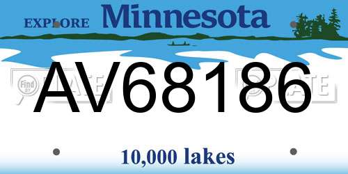 AV68186 Minnesota License Plate