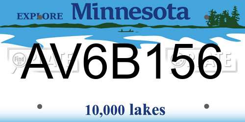 AV6B156 Minnesota License Plate