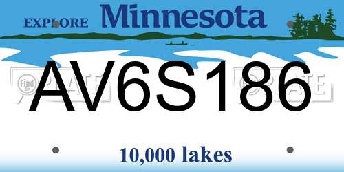 AV6S186 Minnesota License Plate