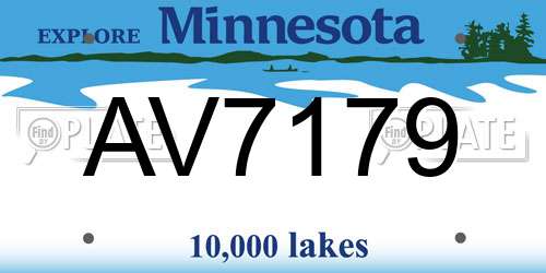 AV7179 Minnesota License Plate