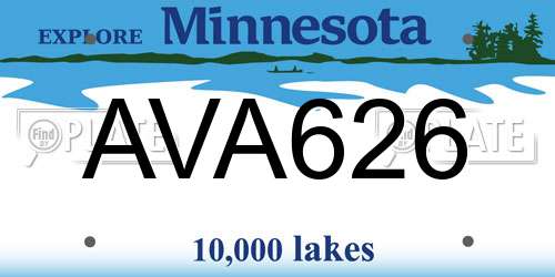 AVA626 Minnesota License Plate