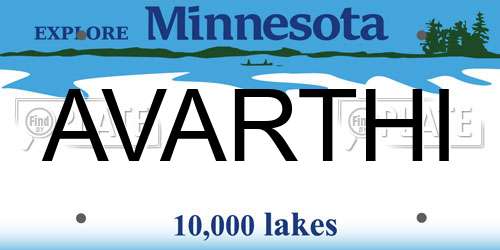 AVARTHI Minnesota License Plate