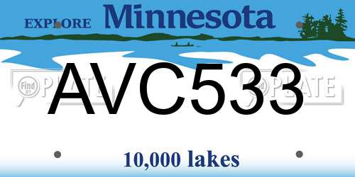 AVC533 Minnesota License Plate