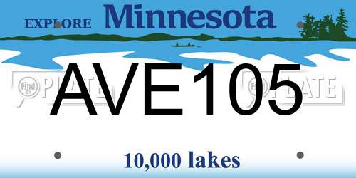 AVE105 Minnesota License Plate
