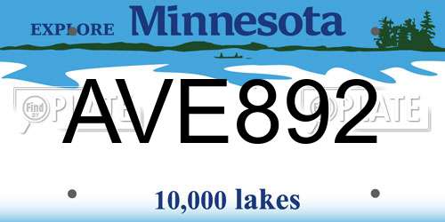 AVE892 Minnesota License Plate