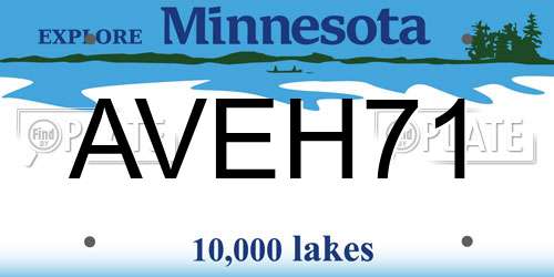 AVEH71 Minnesota License Plate