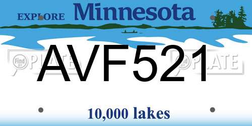 AVF521 Minnesota License Plate