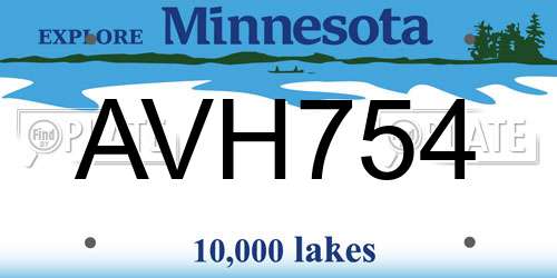 AVH754 Minnesota License Plate