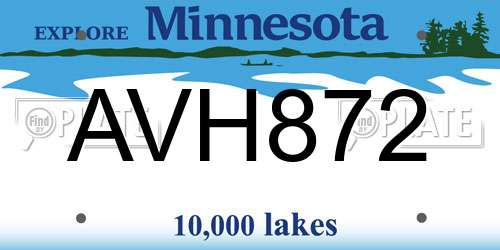 AVH872 Minnesota License Plate
