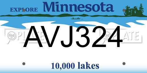 AVJ324 Minnesota License Plate