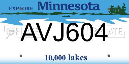 AVJ604 Minnesota License Plate