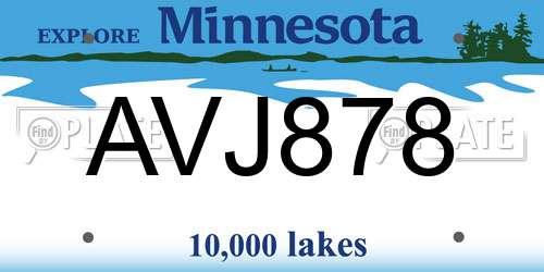 AVJ878 Minnesota License Plate