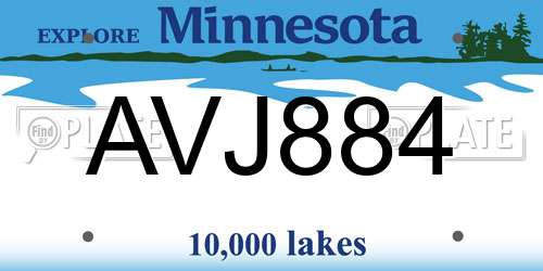 AVJ884 Minnesota License Plate