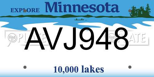 AVJ948 Minnesota License Plate