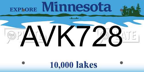 AVK728 Minnesota License Plate
