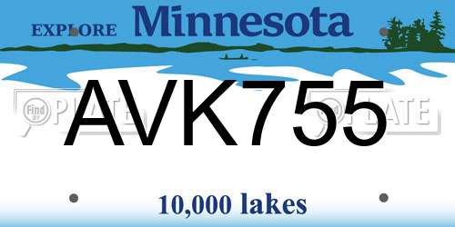 AVK755 Minnesota License Plate
