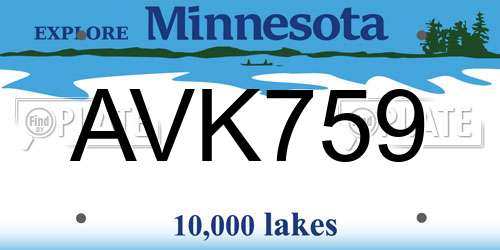 AVK759 Minnesota License Plate