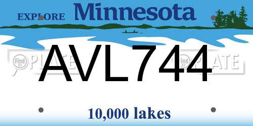 AVL744 Minnesota License Plate