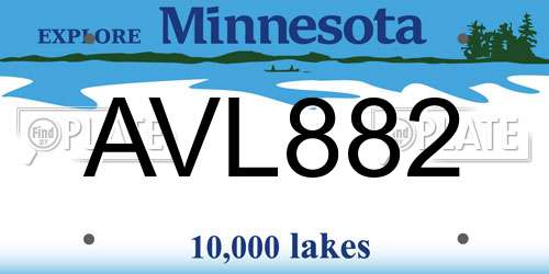 AVL882 Minnesota License Plate