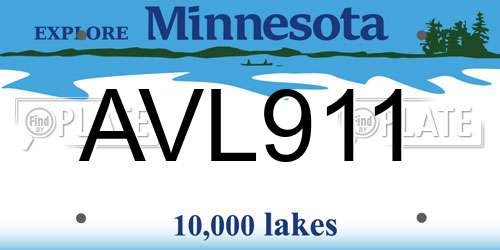 AVL911 Minnesota License Plate
