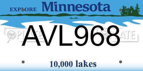 AVL968 Minnesota License Plate