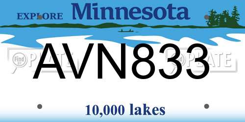 AVN833 Minnesota License Plate