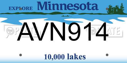 AVN914 Minnesota License Plate
