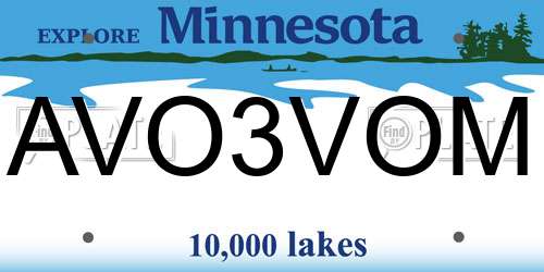 AVO3VOM Minnesota License Plate
