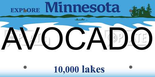 AVOCADO Minnesota License Plate