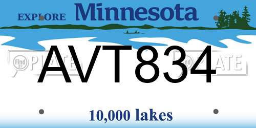 AVT834 Minnesota License Plate