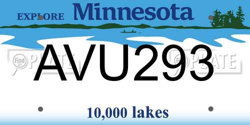 AVU293 Minnesota License Plate