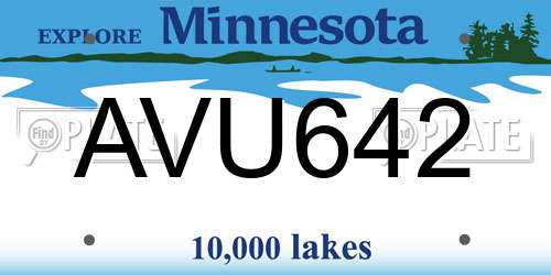 AVU642 Minnesota License Plate