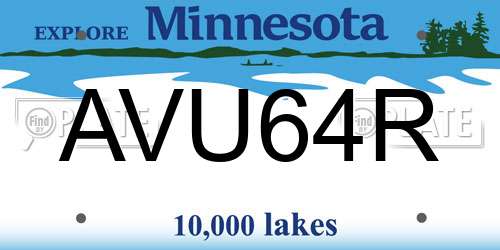 AVU64R Minnesota License Plate