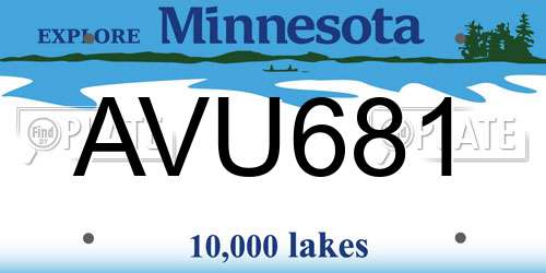 AVU681 Minnesota License Plate