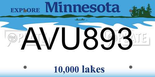 AVU893 Minnesota License Plate