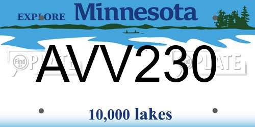 AVV230 Minnesota License Plate
