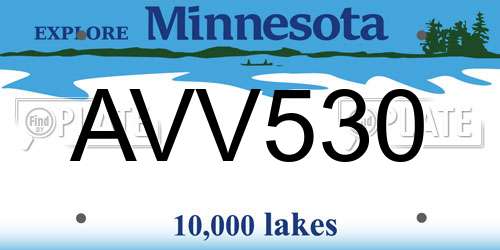 AVV530 Minnesota License Plate