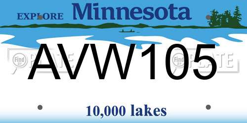 AVW105 Minnesota License Plate