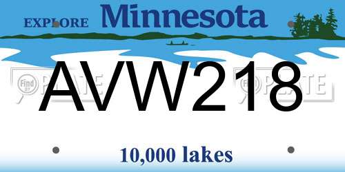 AVW218 Minnesota License Plate