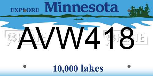 AVW418 Minnesota License Plate